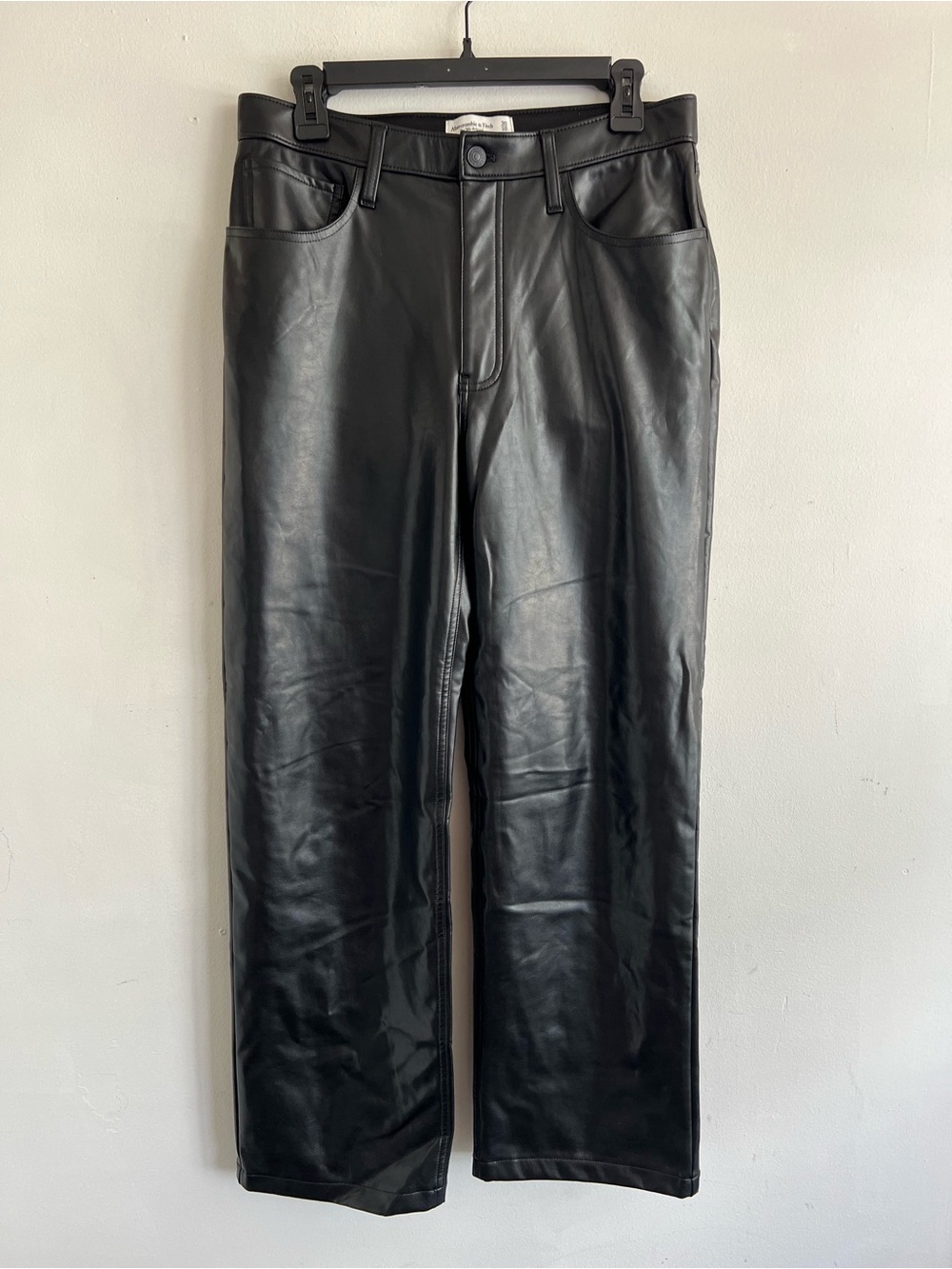 Abercrombie & Fitch Black Faux Leather Straight Jeans